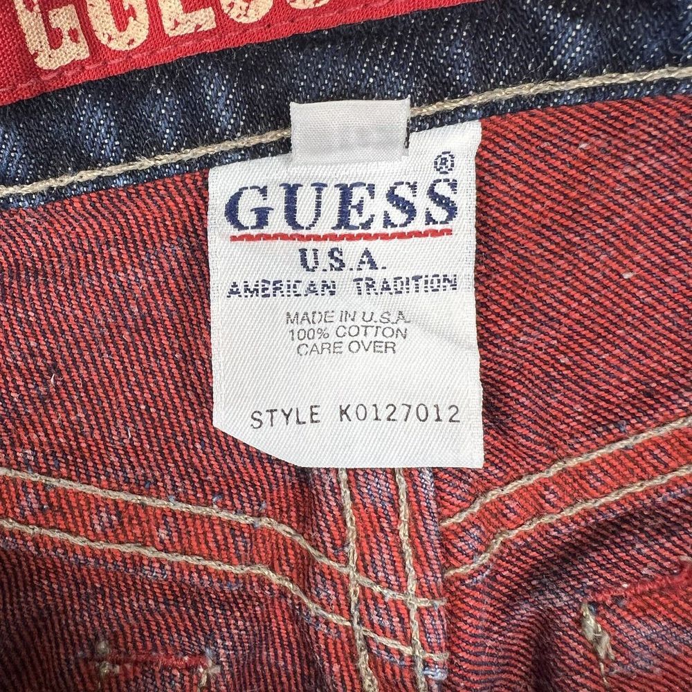 Vintage Guess Jeans Kids 10 Dark‎ Blue Flap Pocket Straight Denim Y2K Made USA - Picture 11 of 12
